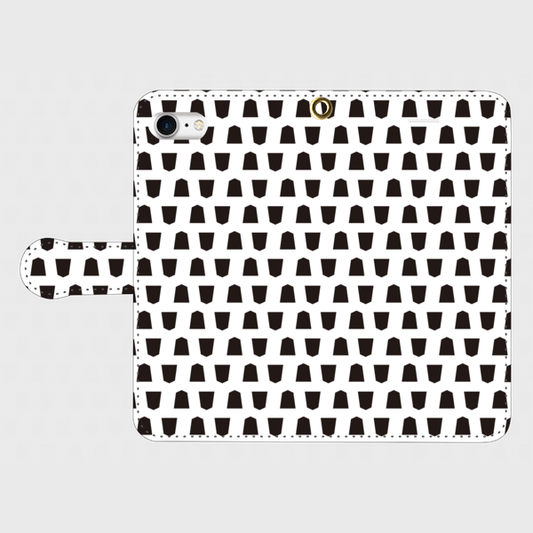 将棋の駒がいっぱいスマホケース（帯あり手帳型、iPhone8/SE）